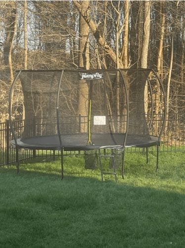 Customer photo review of Classic Outdoor Trampoline with Basketball Hoop