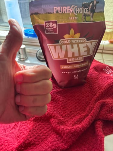 Customer photo review of Whey Protein Isolate with Organic Vanilla