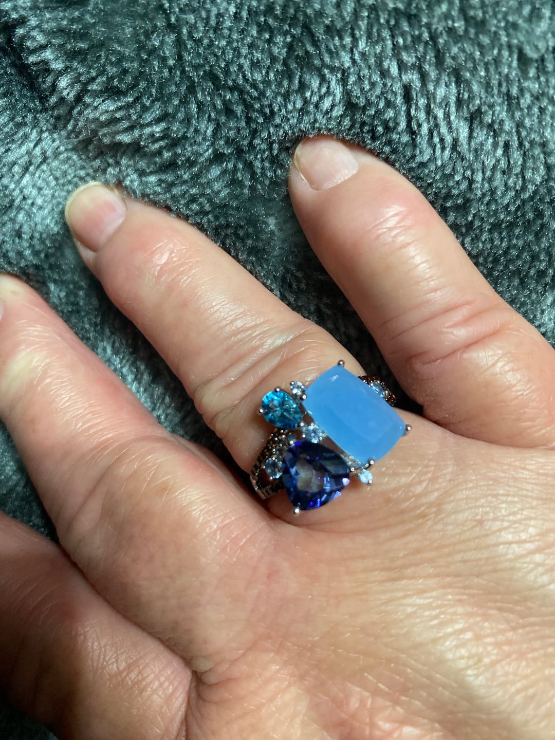 Customer photo review of Aqua Blue Chalcedony Ring