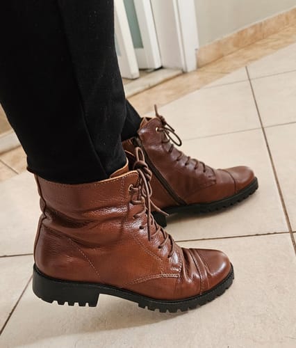 Customer photo review of Coturno CBK Salto Tratorado Couro Marrom