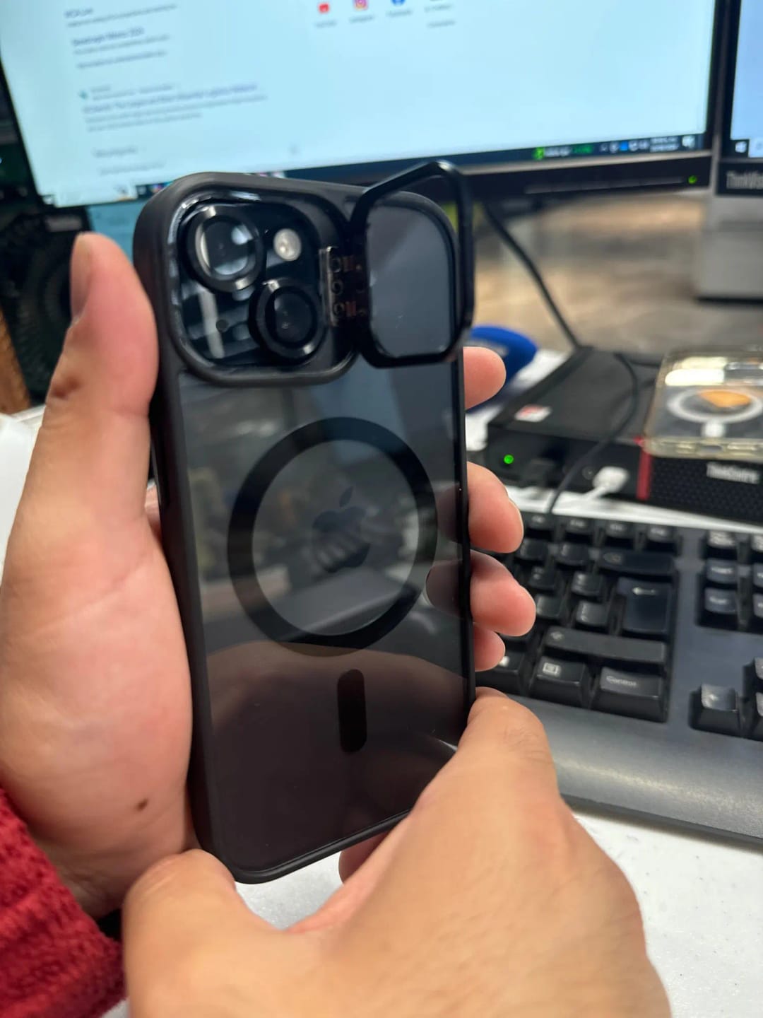 Customer photo review of LuxuryKase LK174 Magnetic Mag-Safe Stand Lens Protector Case Cover For iPhone 13 14 15 16 Plus Pro Max