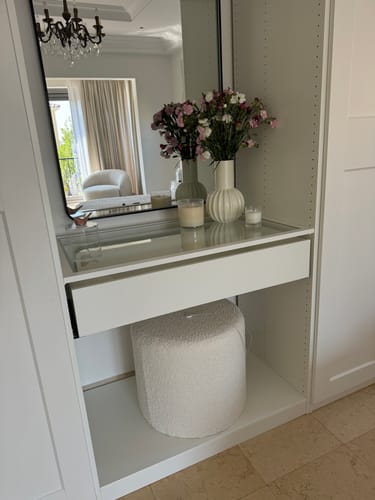 Customer photo review of Boucle Off-White Round Pouf (2 SIZES)