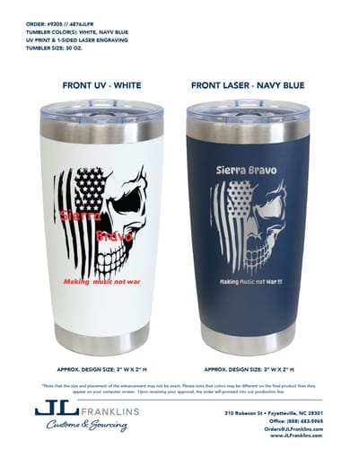Customer photo review of Bundle (6) Custom Digitally Printed Full Color - 20oz Tumblers