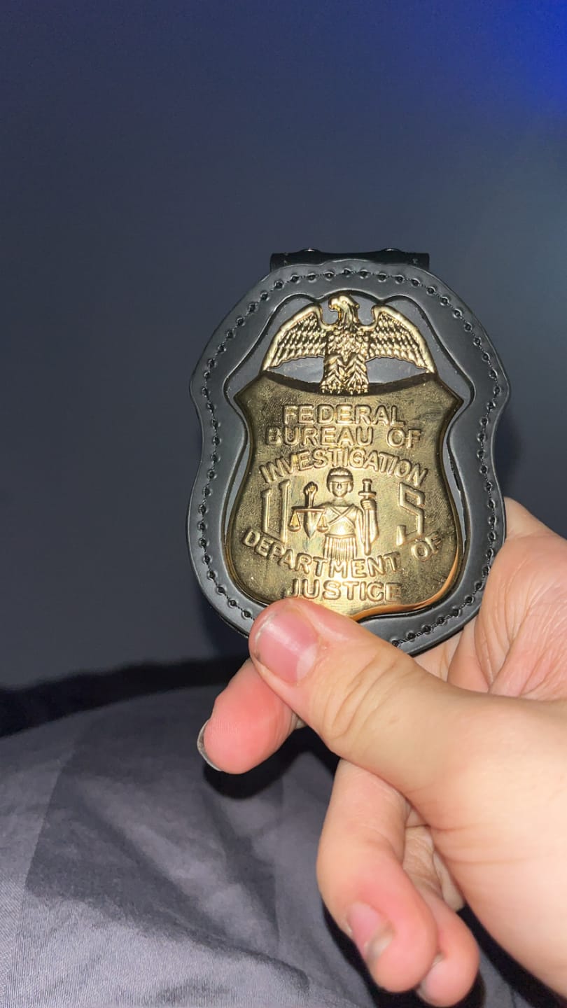 Customer photo review of FBI Department of Justice Badge Solid Copper Replica Movie Props