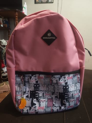 Customer photo review of Combo Mochila Flores Laptop 15" + Audifonos Alambrico Cool Capital Rosa