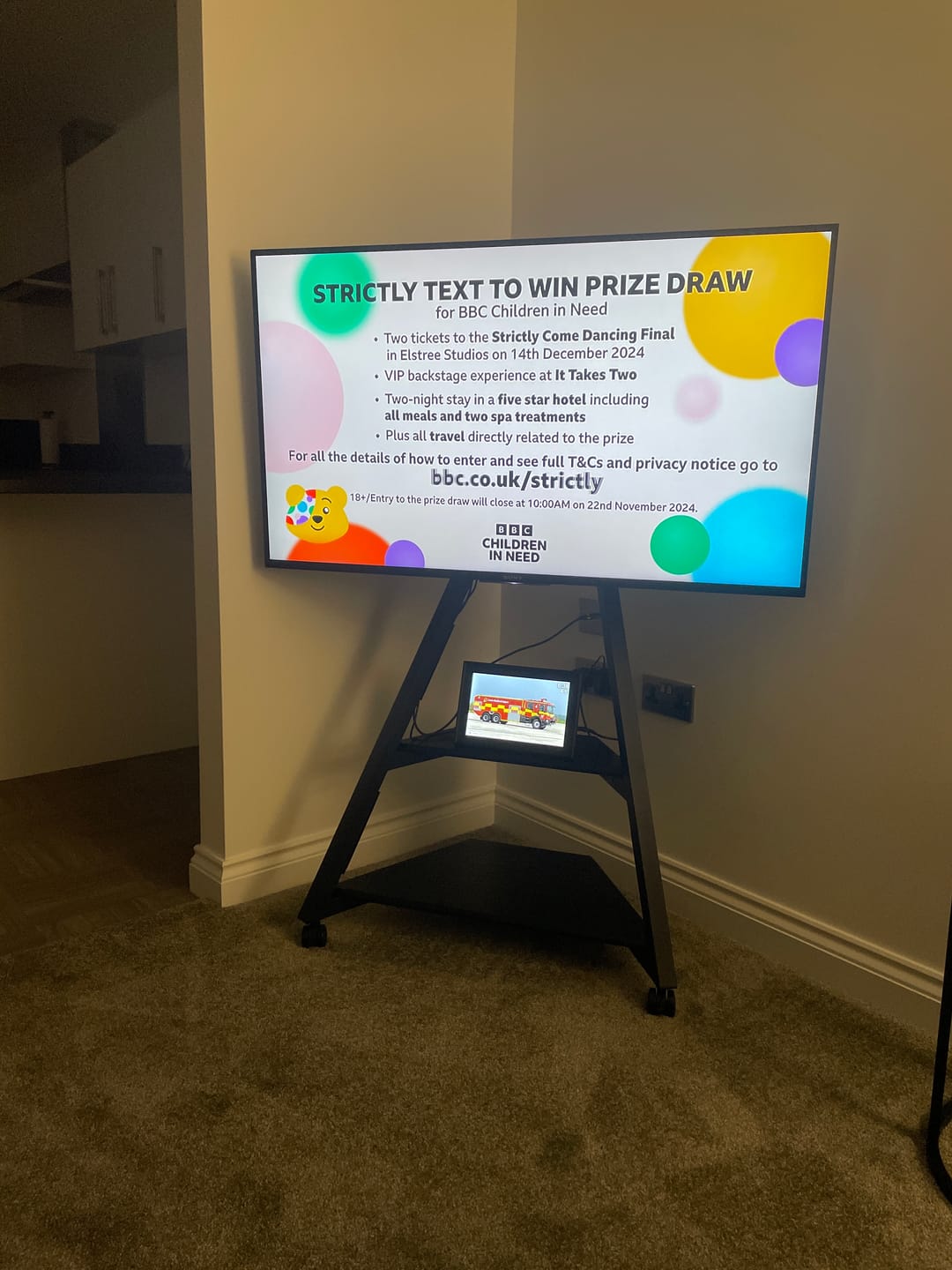 Customer photo review of Floor TV Stand With Wheels Eiffel Series 32-65 Inch