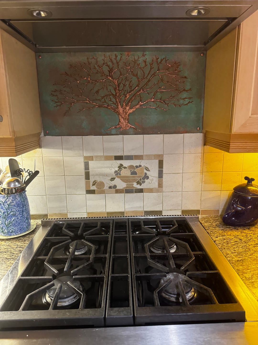 Customer photo review of Nature-Inspired Kitchen Backsplash Tile – Copper Tree of Nature – Green Patina