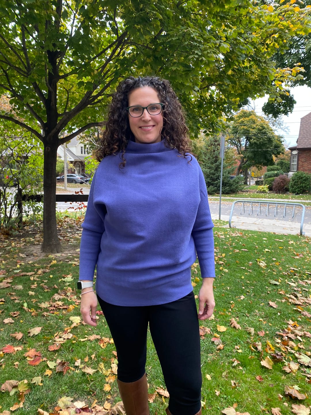 Customer photo review of Zen Rib Dolman Sweater (Cornflower Blue)