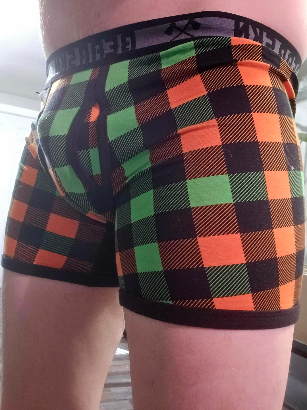 Customer photo review of Long Leg Bamboo Boxer Brief - Orange Grove Brunch Backwoods