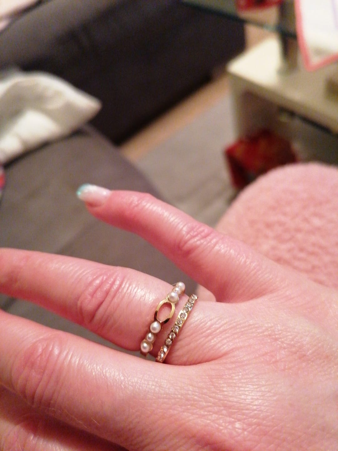 Customer photo review of Double Pearl Stone Ring