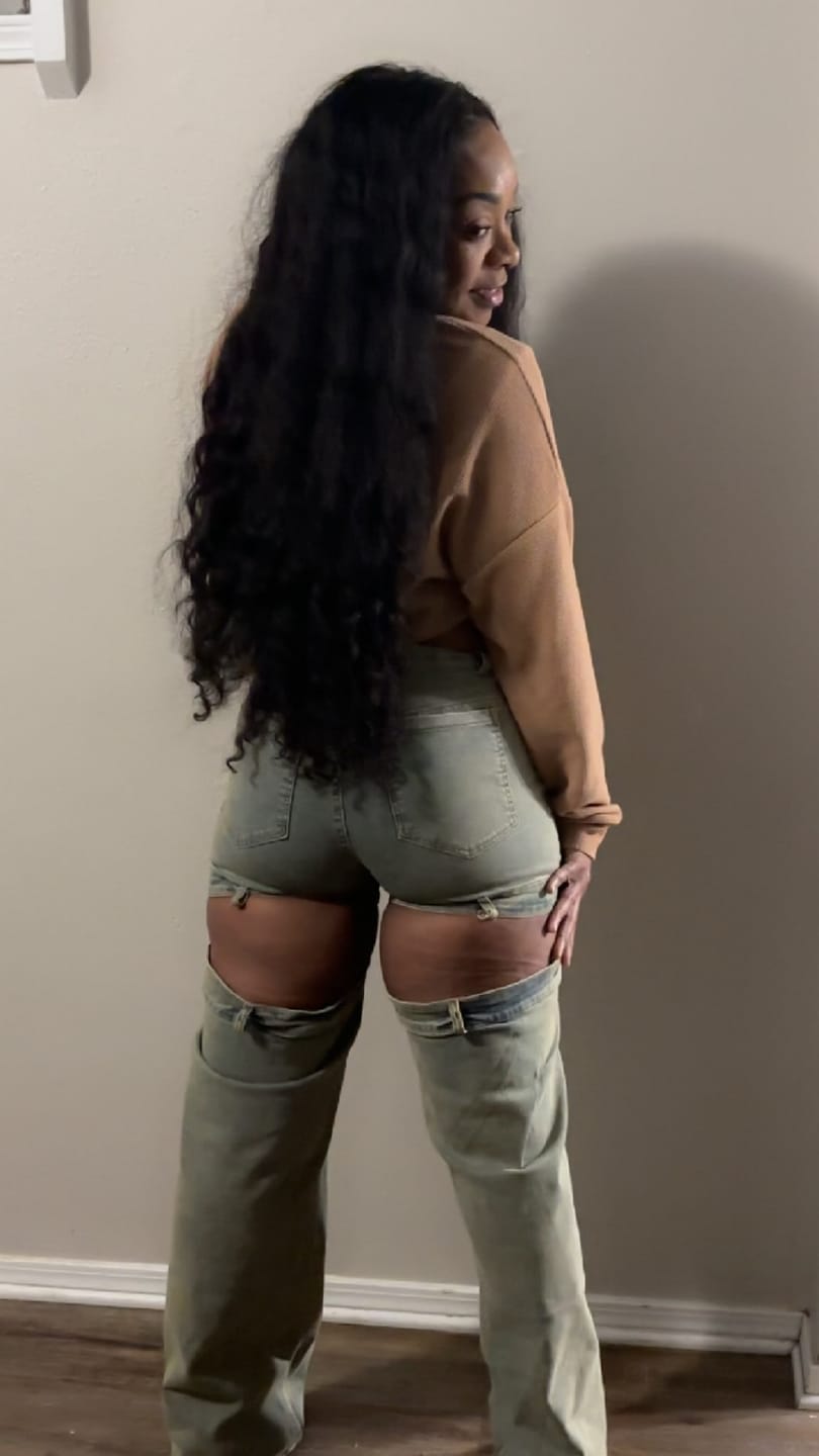 Customer photo review of Darby Washed Cut Out Denim Jeans