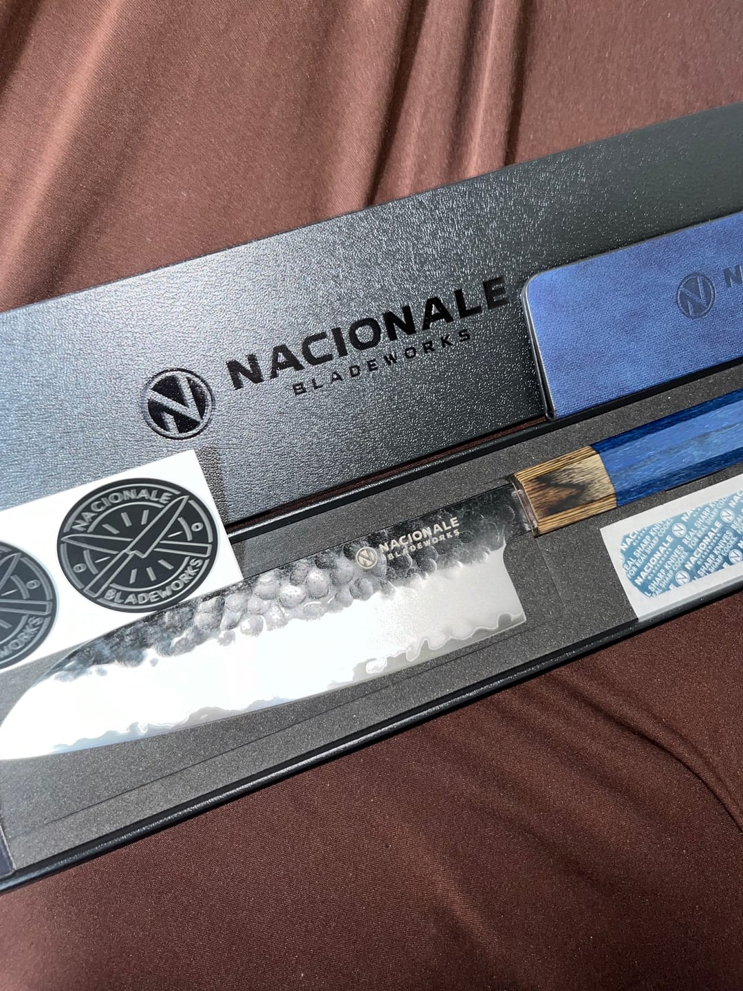 Customer photo review of 190mm Magnetic Knife Guard. Denim Blue