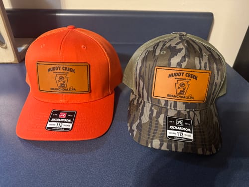 Customer photo review of Custom Leather Patch Hats Richardson CAMO Laser Engraved