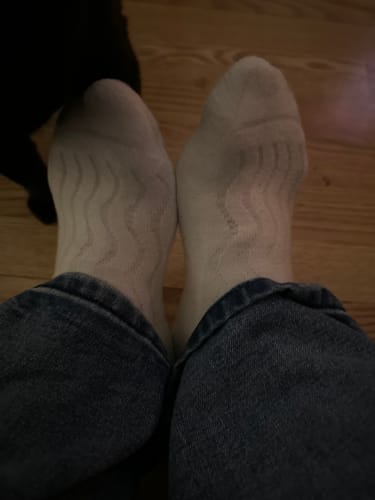 Customer photo review of Wide non-binding Bamboo diabetic socks, seamless toe, air vent with cushion sole, 6 pairs