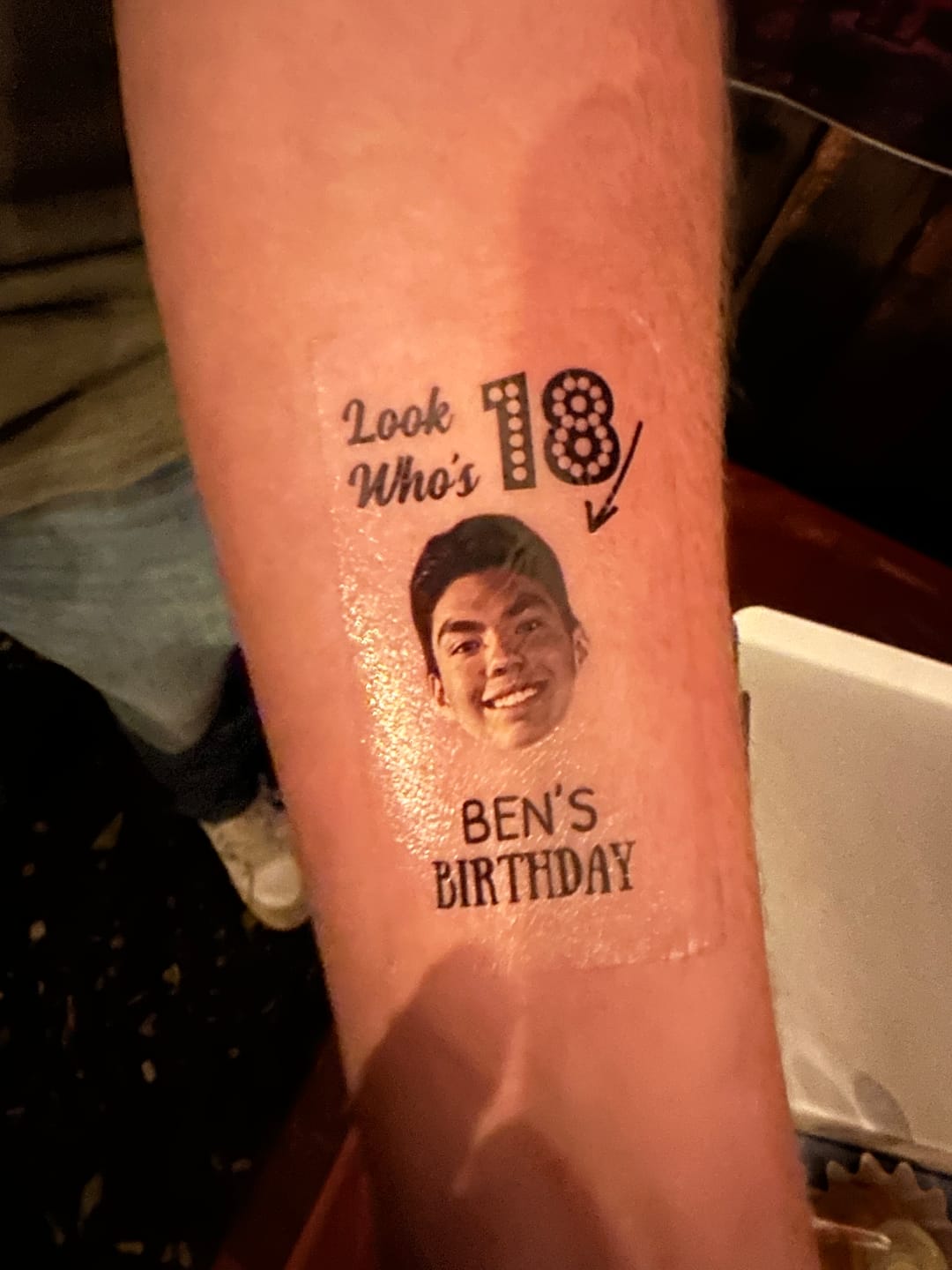 Customer photo review of Look Who's Birthday! Custom Tattoo