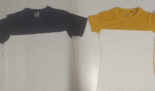 Customer photo review of Couple Contrast Color Block Couple Tshirts