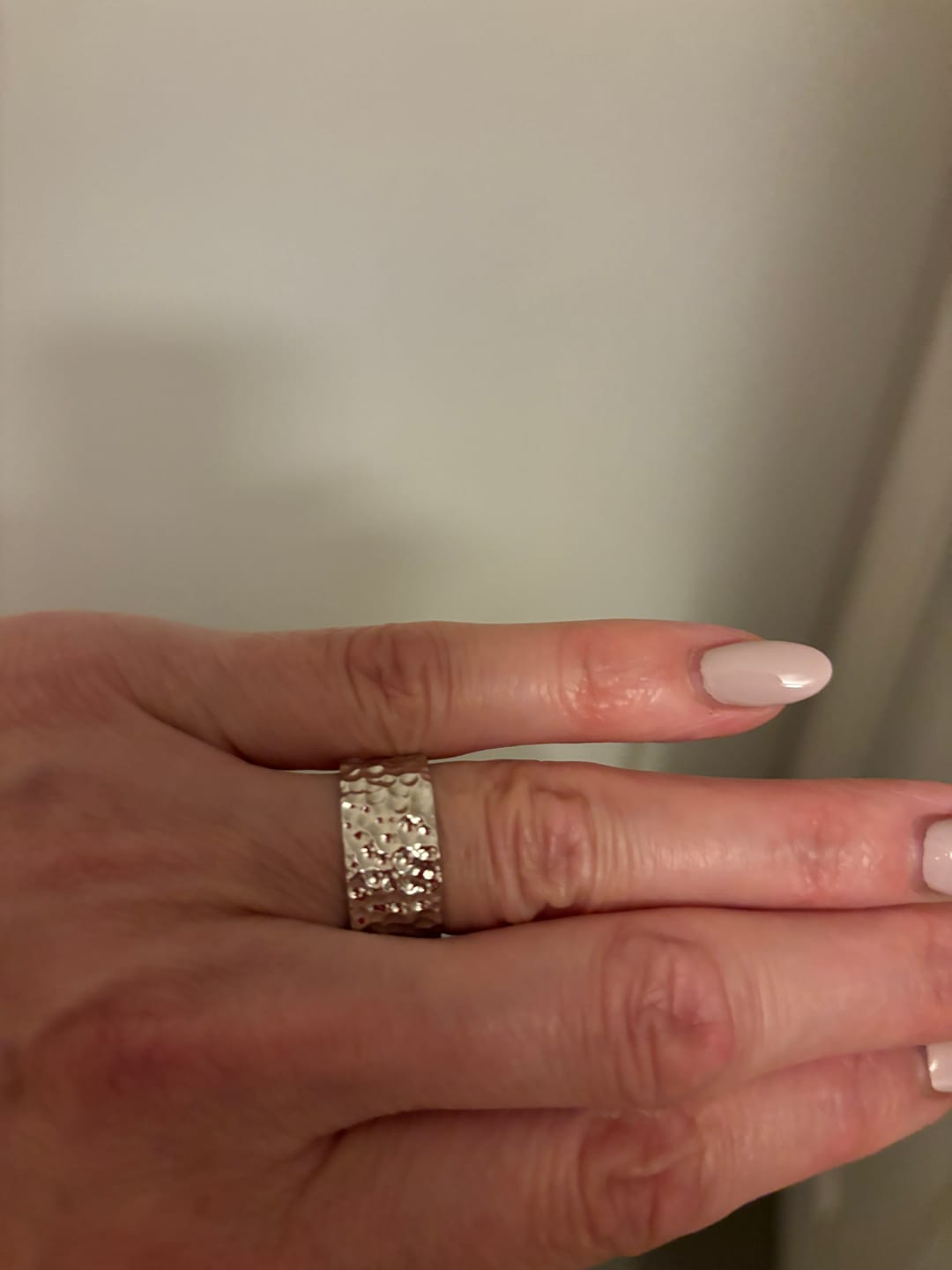 Customer photo review of Grecian Hammered Silver Stacking Ring