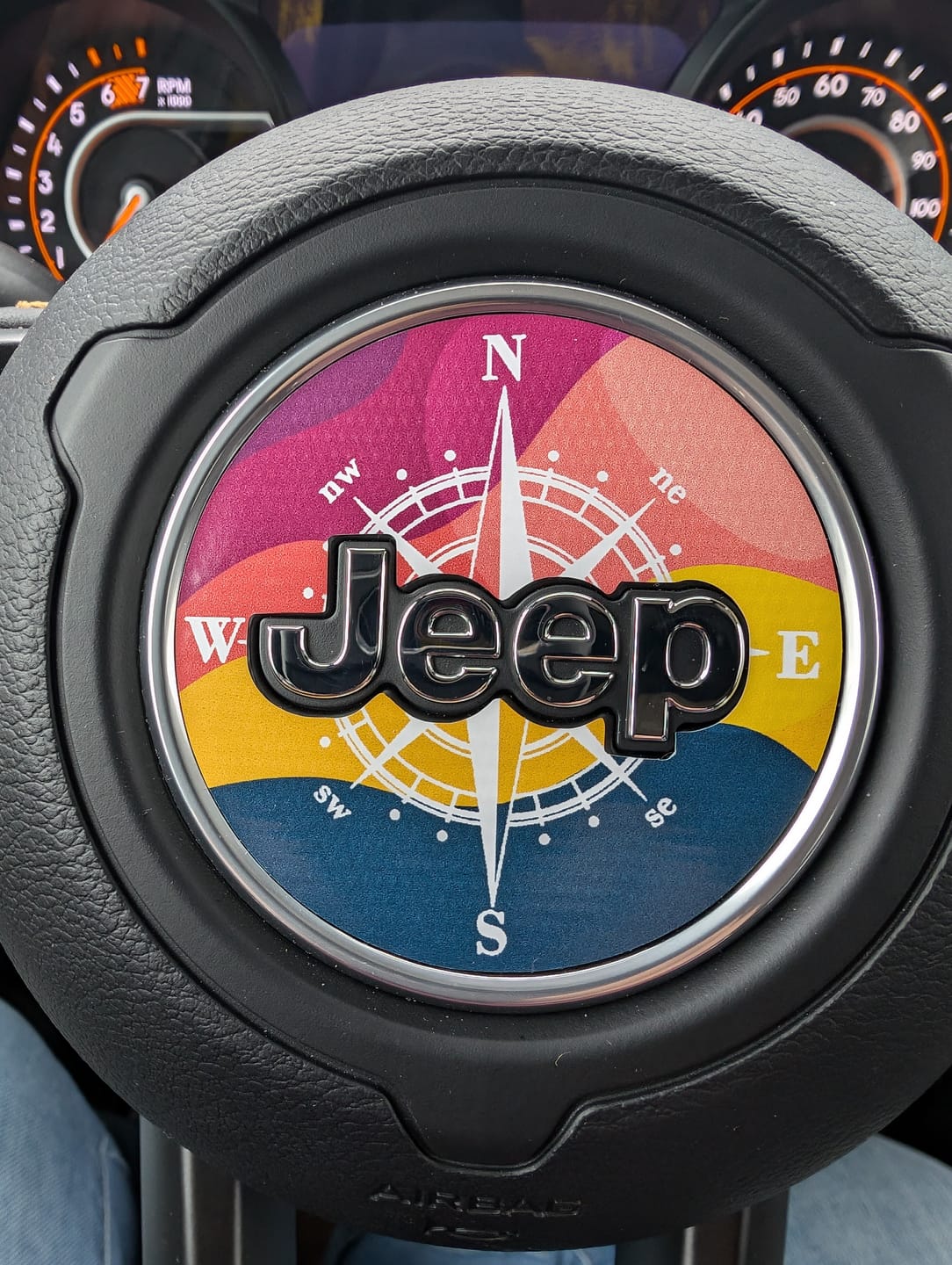 Customer photo review of Compass Steering Wheel Decal for Jeep