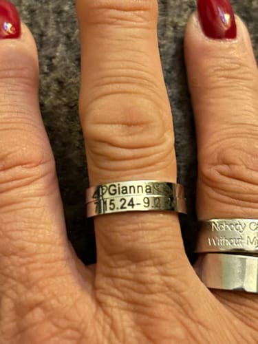 Customer photo review of Personalized Wings Memorial Rings Set of 2 Stacking Ring