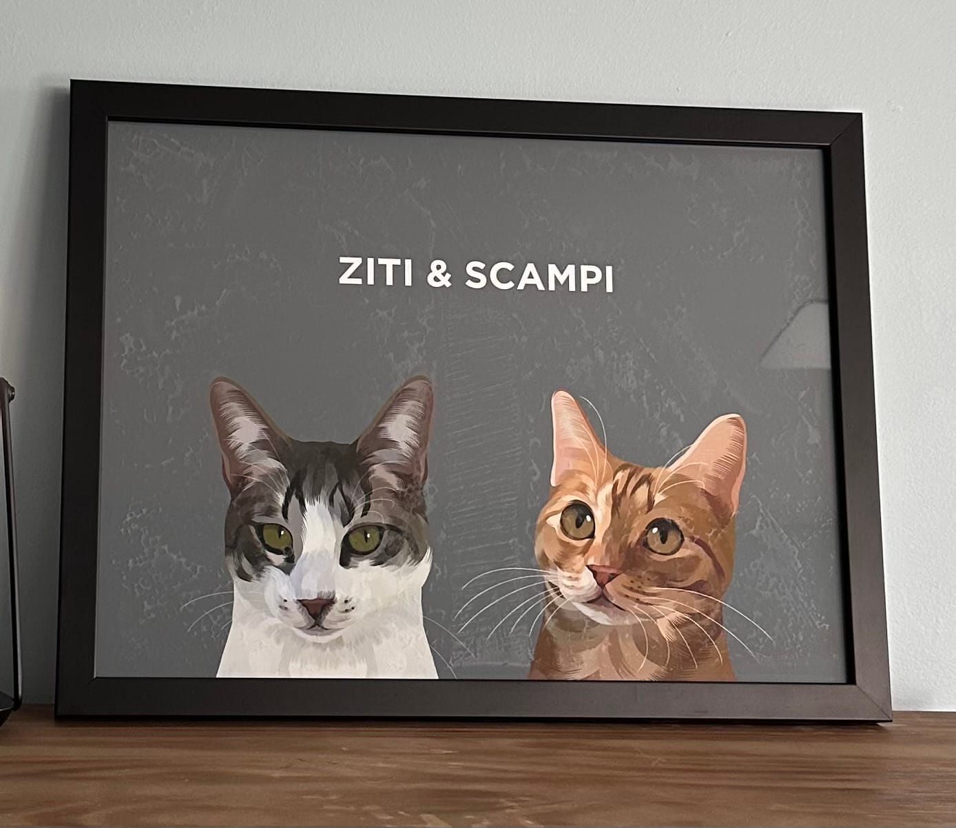 Customer photo review of Custom Pet Portrait - Two Pets (Framed)