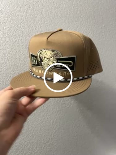 Customer video review of Lazy J Ranch Tan Diamond Banner Classic Five Panel Trucker Rope Hat