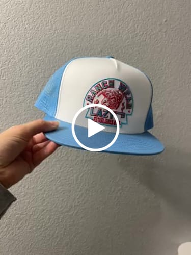 Customer video review of Lazy J Ranch Baby Blue & White Arrowhead Classic Five Panel Trucker Hat