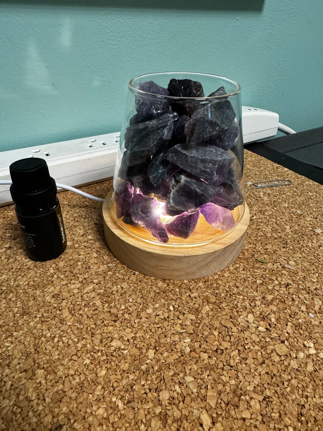 Customer photo review of Raw Gemstone Essential Oil Diffuser With Light
