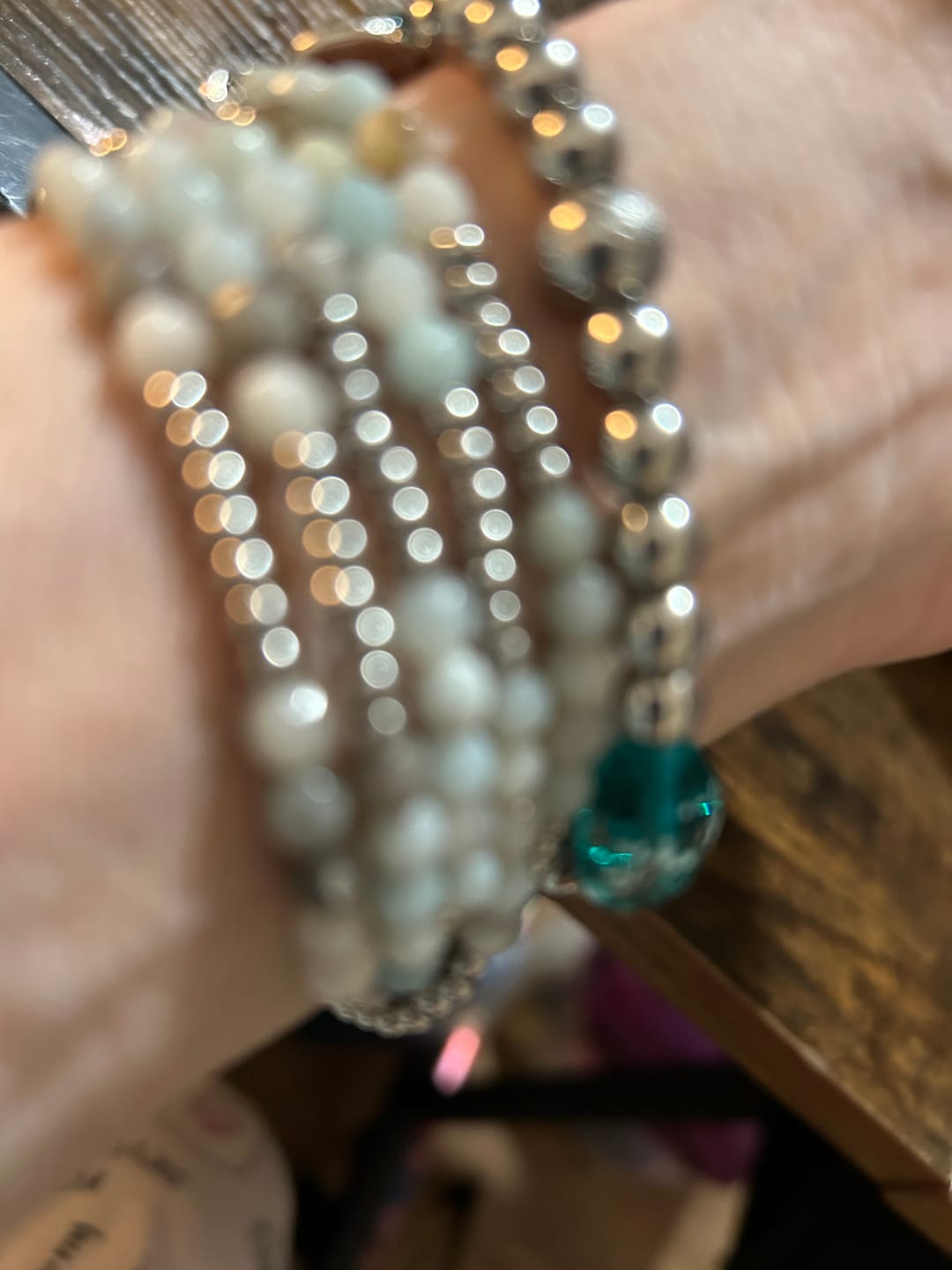 Customer photo review of Amazonite Brilliance Stretch Apple Watch Strap
