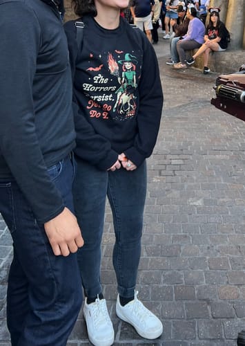 Customer photo review of The Horrors Persist Yet So Do I Sweatshirt