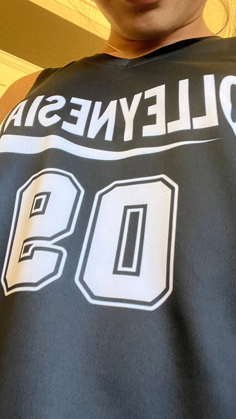 Customer photo review of Custom Black White  Double Side Tops Athletic Basketball Jersey