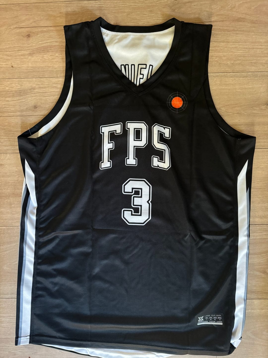 Customer photo review of Custom Black White  Double Side Tops Athletic Basketball Jersey