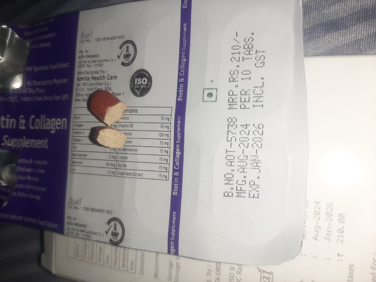 Customer photo review of Azelia Biotin & Collagen Supplements