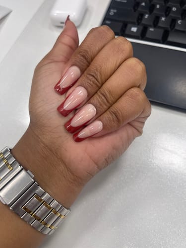 Customer photo review of XCOATTIPS® French - Long Square Red Pastel Tips