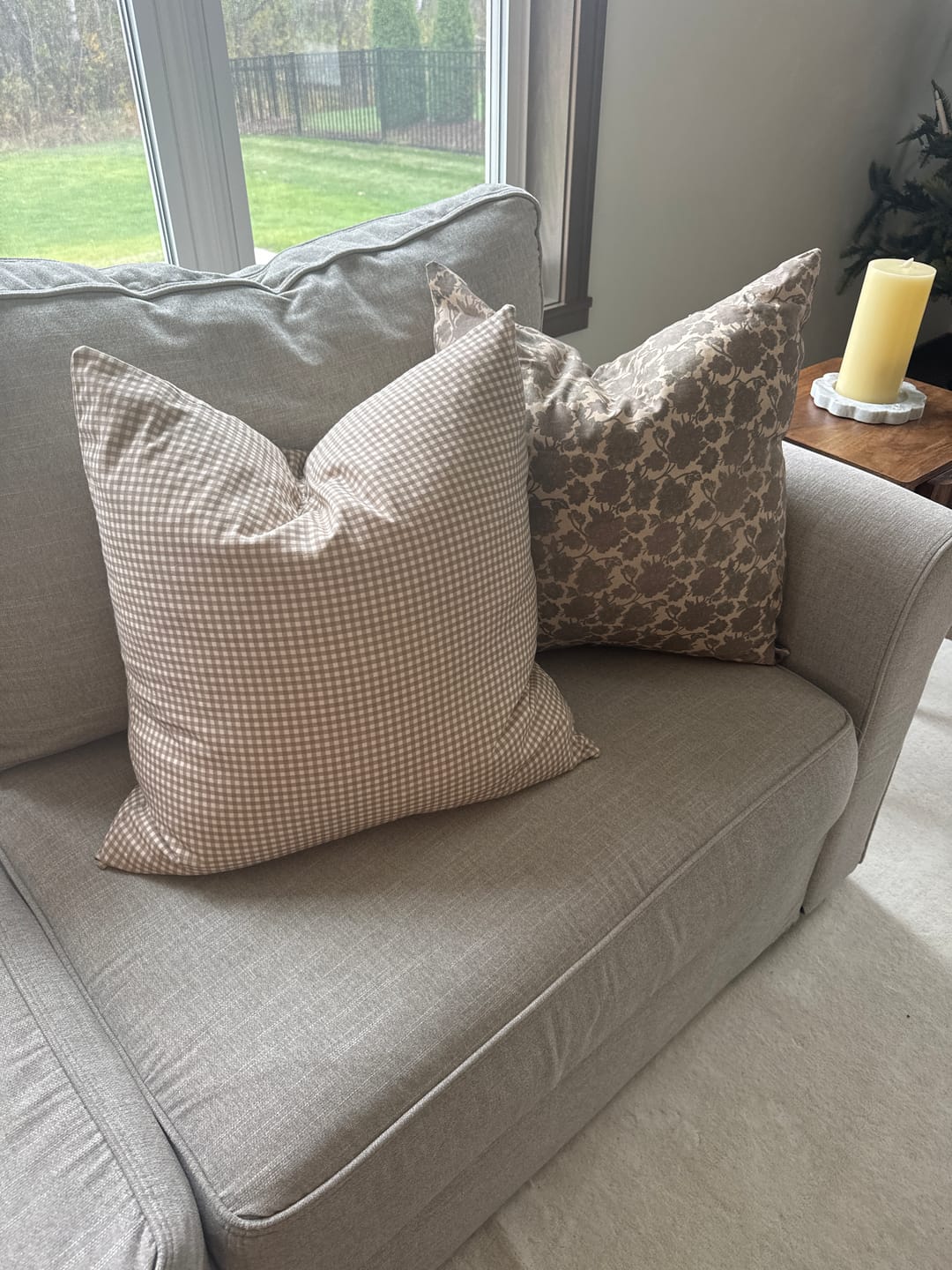Customer photo review of Mini Tan Gingham  - 18" |  22" | 26"