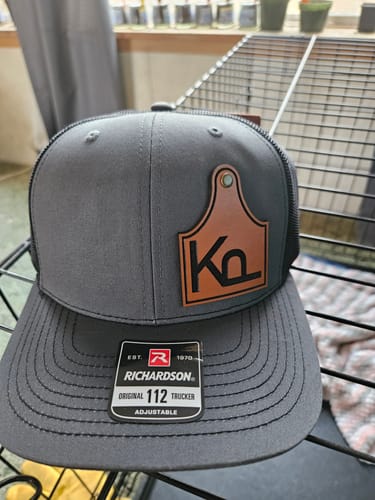 Customer photo review of Custom Leather Patch Hats Richardson 112 Laser Engraved