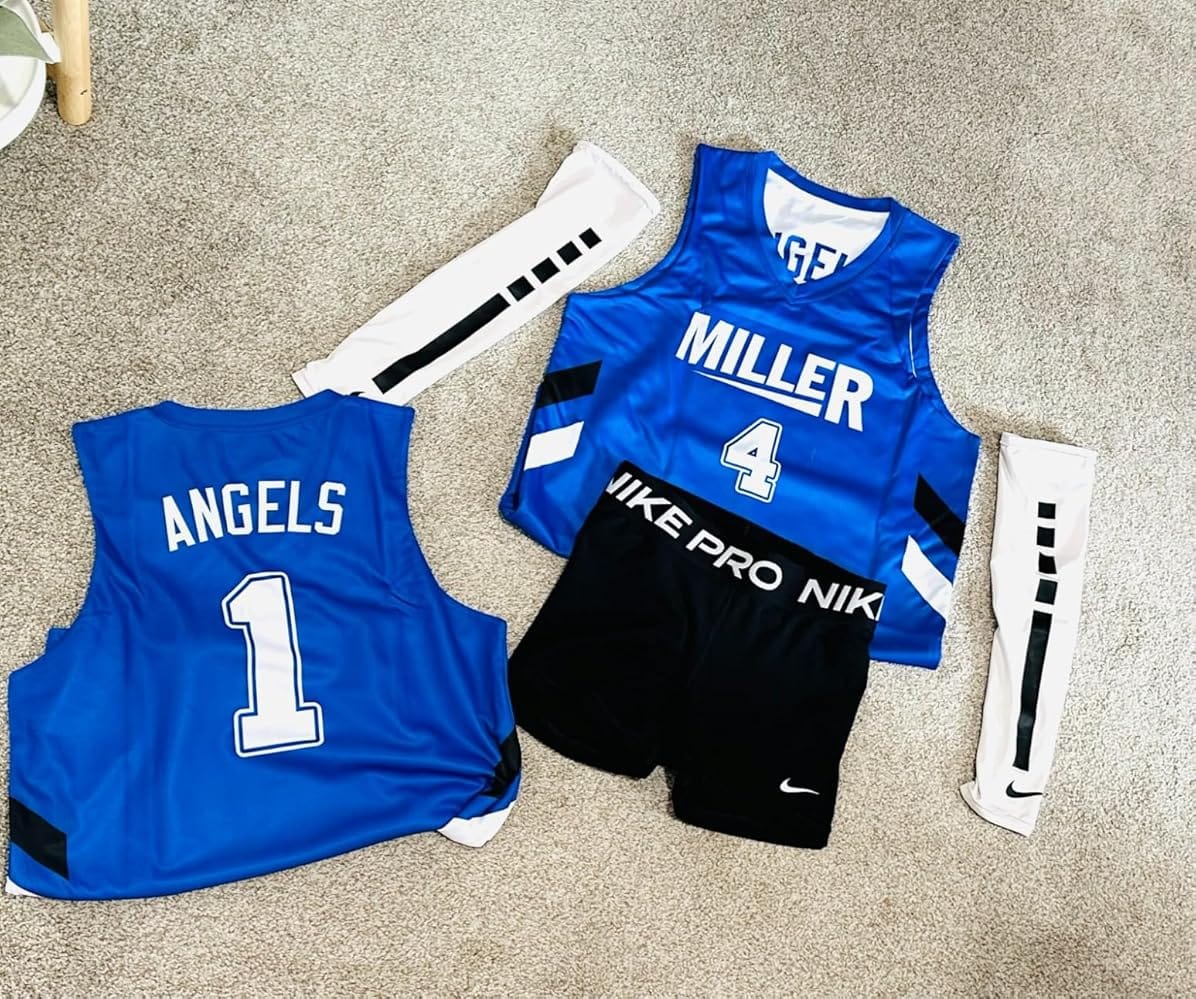 Customer photo review of Custom Black White Double Side Sets Men Basketball Jersey