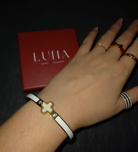 Customer photo review of Farbklee Armreif | Edestahl | goldfarbe