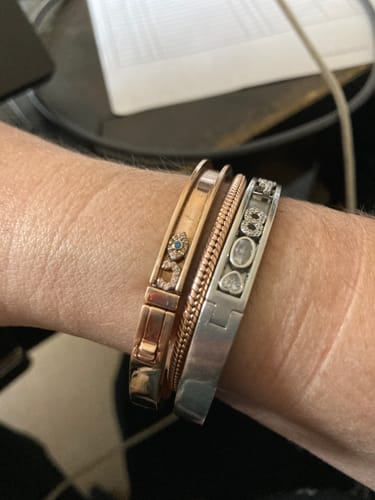 Customer photo review of 14k Skinny Evil Eye Charm New(yellow)