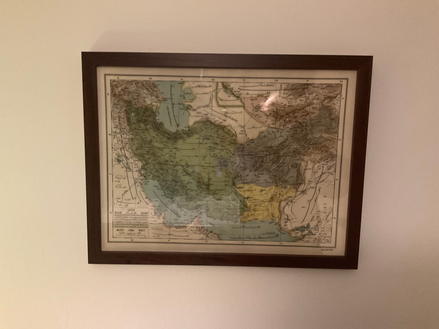 Customer photo review of Old Arabic Map of Iran, Pakistan, Afghanistan and Uzbekistan in 1891 - Arabia, Kuwait, Persian Gulf, Caspian Sea, USSR