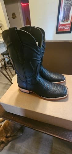 Customer photo review of Matte Black Python Boots—Square Toe