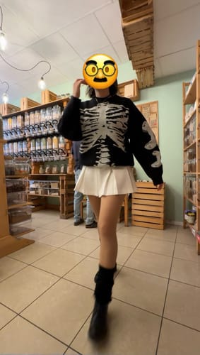Customer photo review of NEV Skeleton Print Knit Sweater