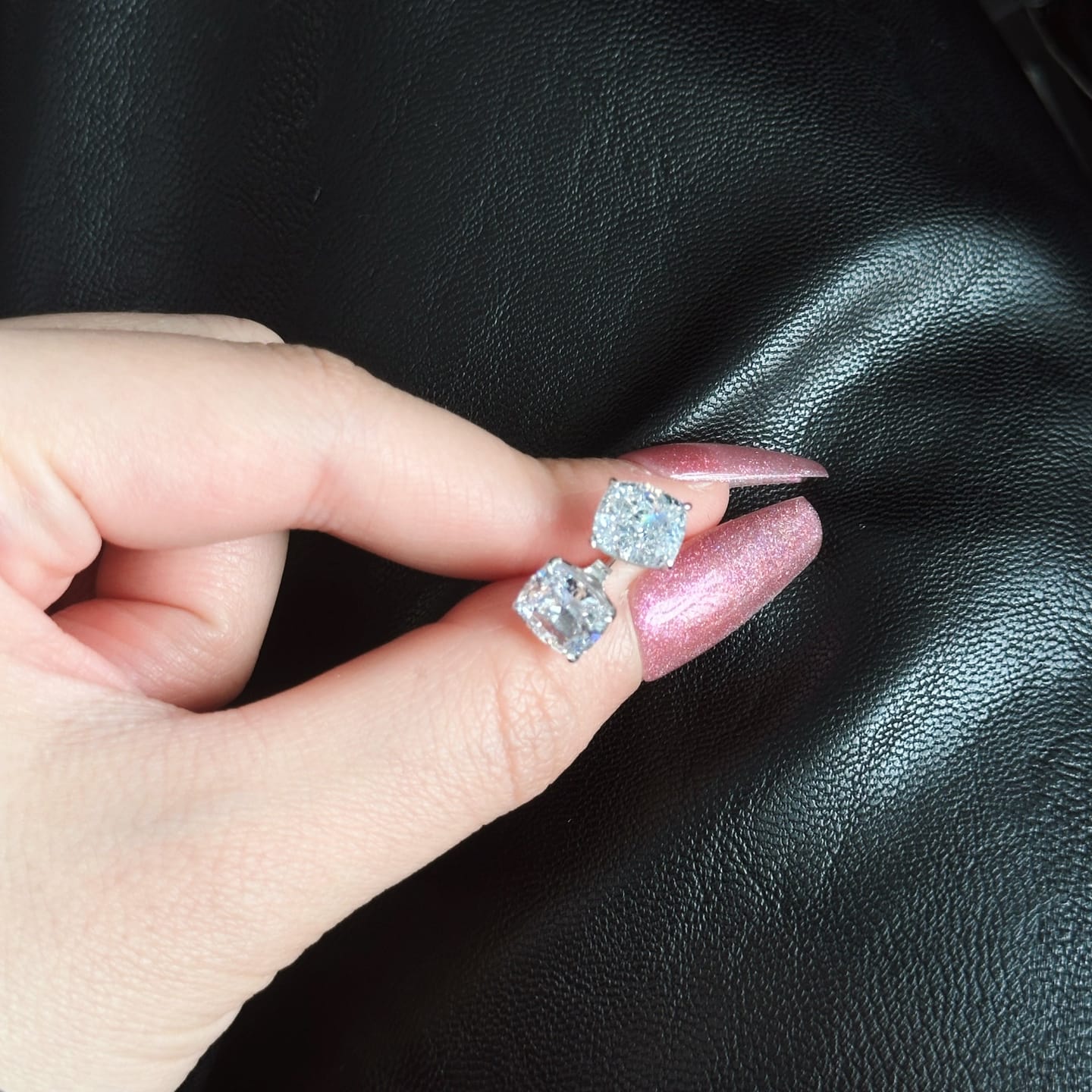 Customer photo review of S925 2.0Ct*2 Classic Cushion Cut Women's Stud Earrings In Sterling Silver For Everyday Wear