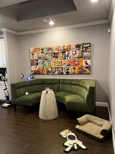 Customer photo review of Basquiat Art Collage Wall Art Canvas Print – Framed, Ready to Hang, Urban Graffiti Style