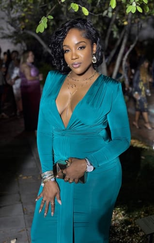 Customer photo review of Niya Front Twist Drape Maxi Dress - Green