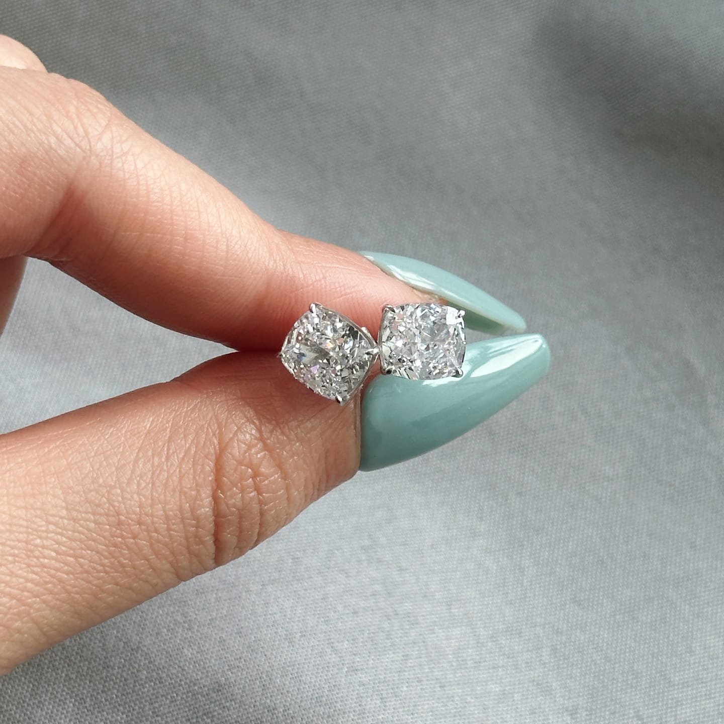 Customer photo review of S925 2.0Ct*2 Classic Cushion Cut Women's Stud Earrings In Sterling Silver For Everyday Wear