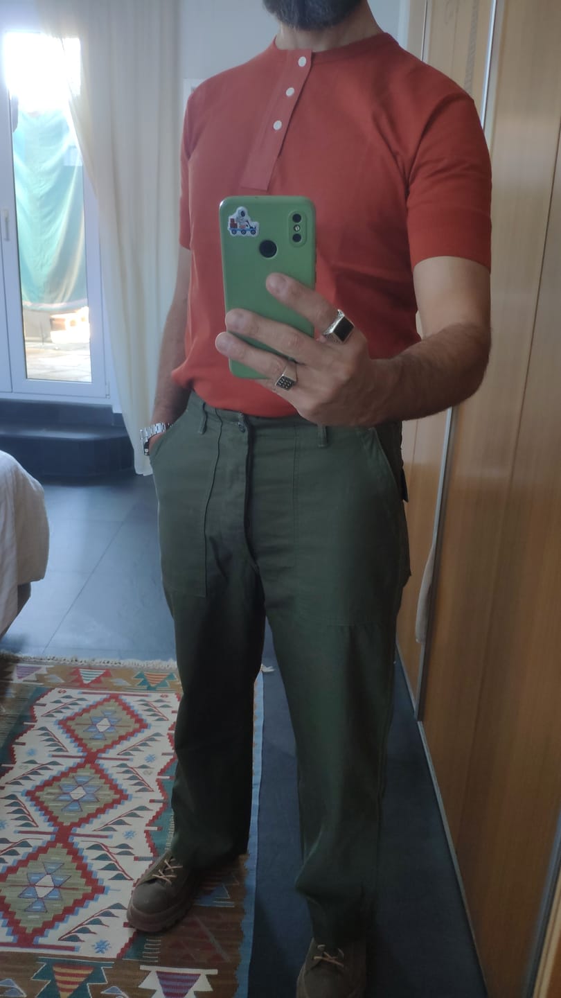 Customer photo review of Vintage Short Sleeve Henley T-Shirt - Brick Red