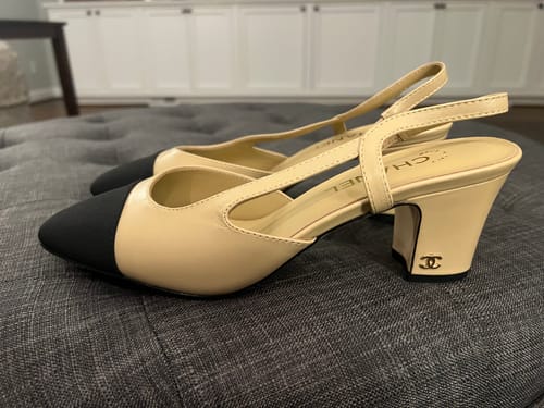 Customer photo review of slingbacks beige black goatskin