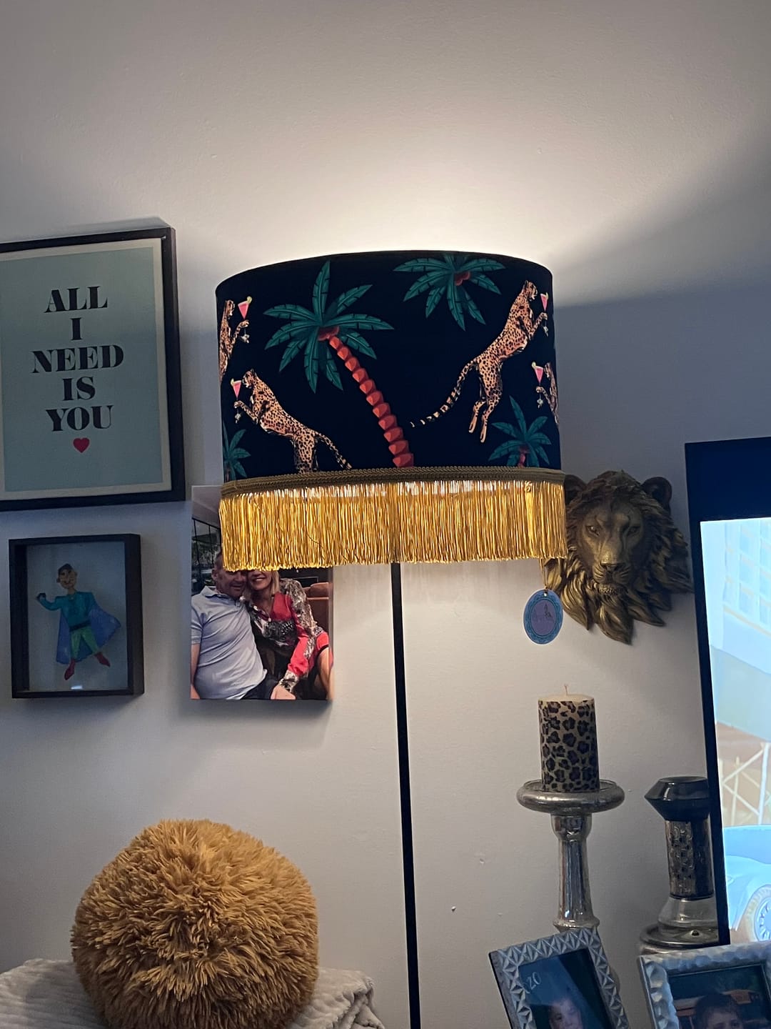 Customer photo review of Cocktail Cheetah Tassel Drum Lampshade Black