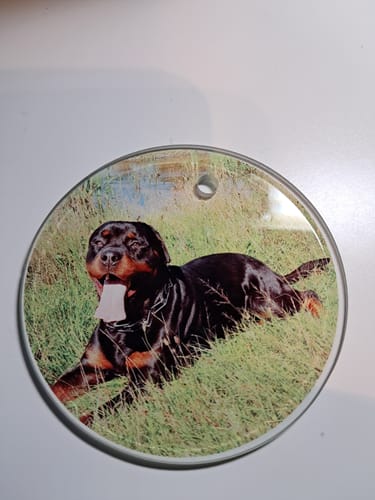 Customer photo review of Glazen kerstboomhanger Cirkel Ø 8,9 cm voor sublimatie