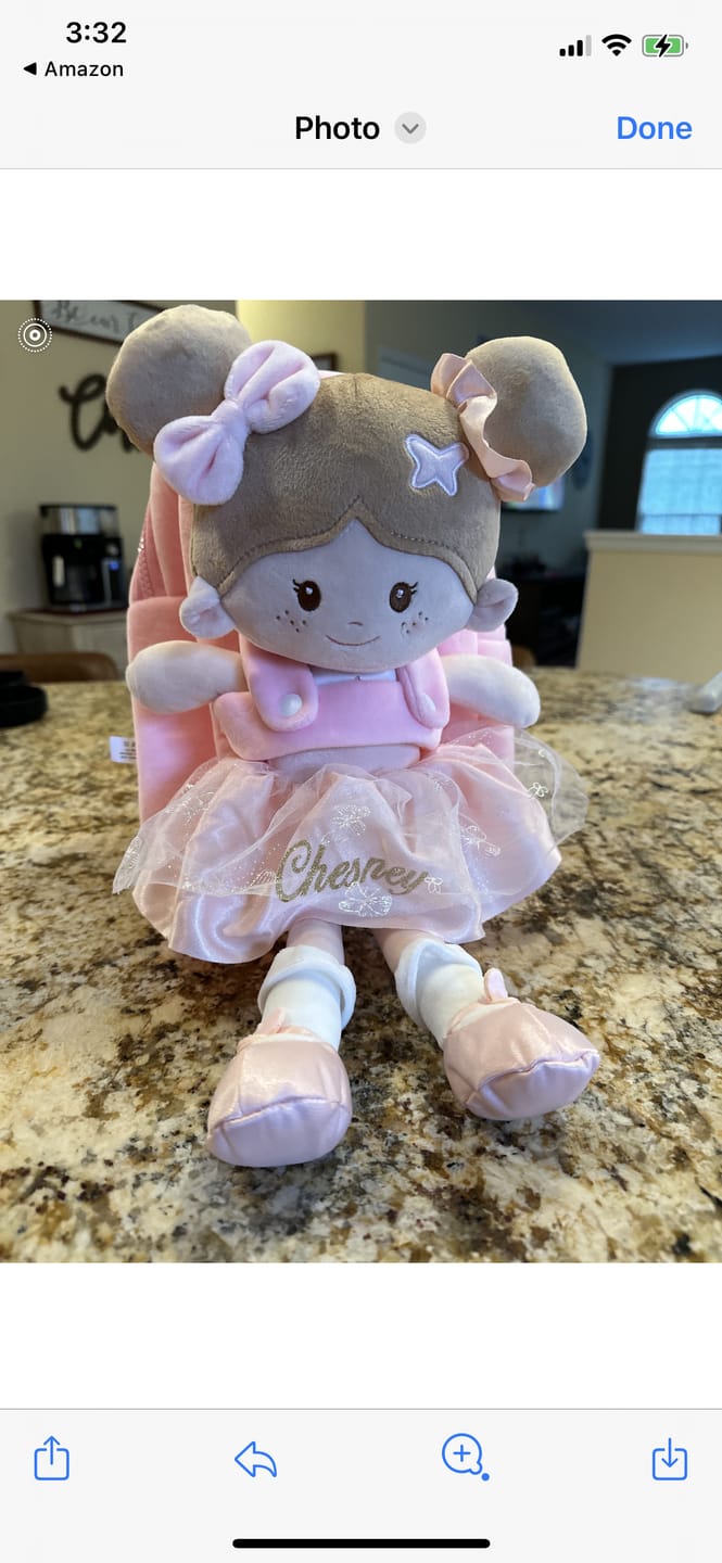 Customer photo review of Personalized Doll Carrier Backpack - with Baby Doll